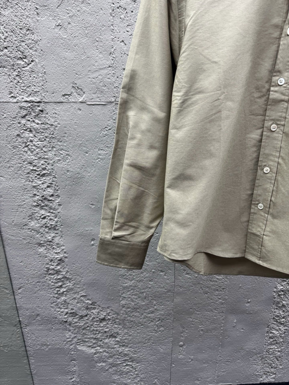 Beige Cotton Plain Long-Sleeve - Men's