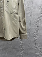 Beige Cotton Plain Long-Sleeve - Men's