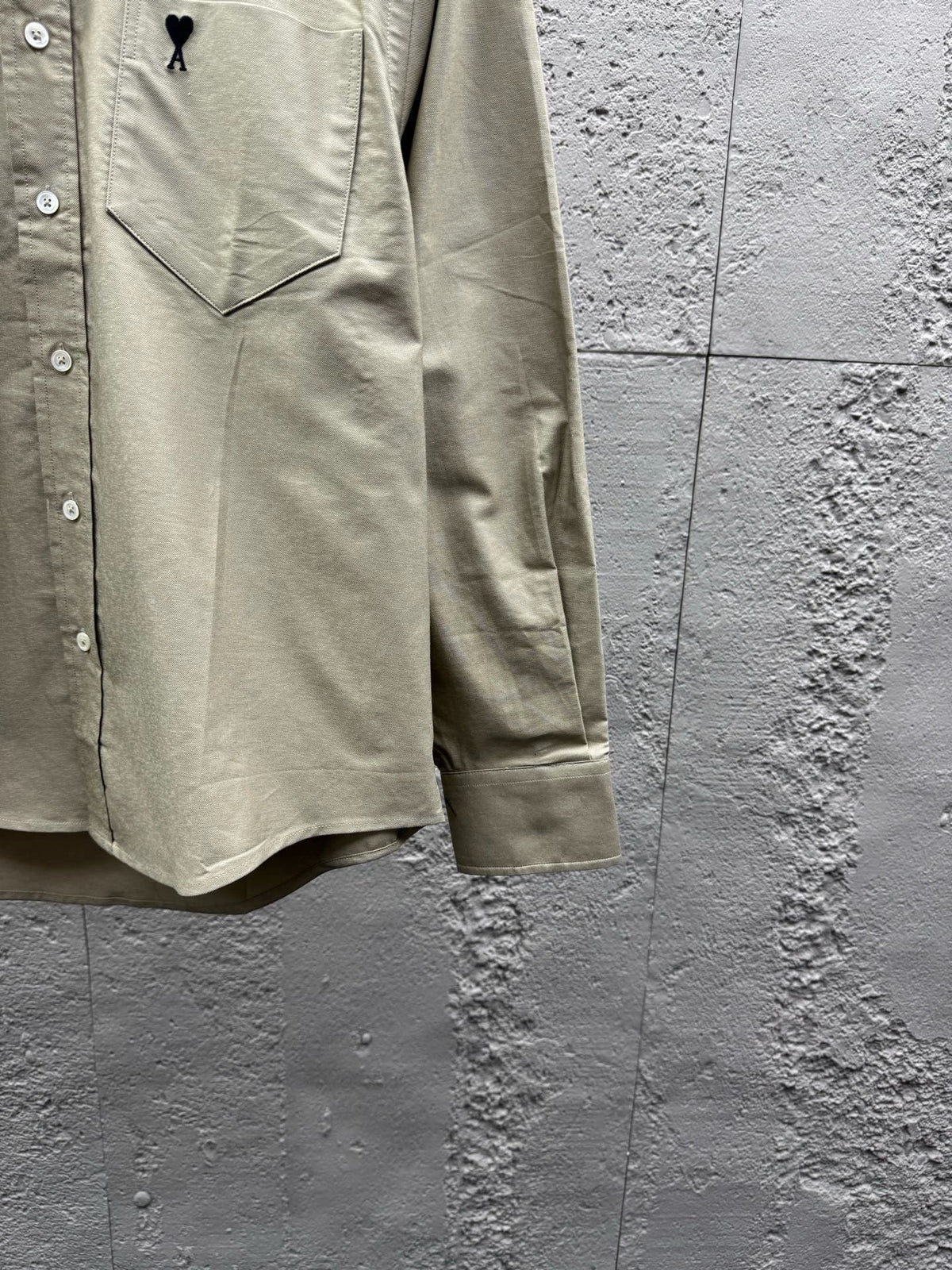 Beige Cotton Plain Long-Sleeve - Men's