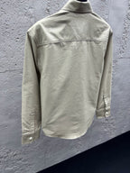Beige Cotton Plain Long-Sleeve - Men's