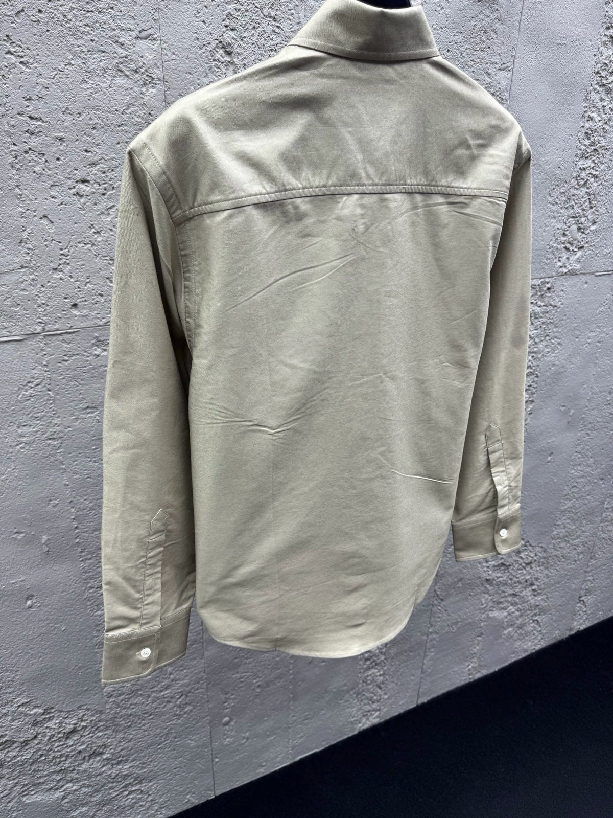 Beige Cotton Plain Long-Sleeve - Men's