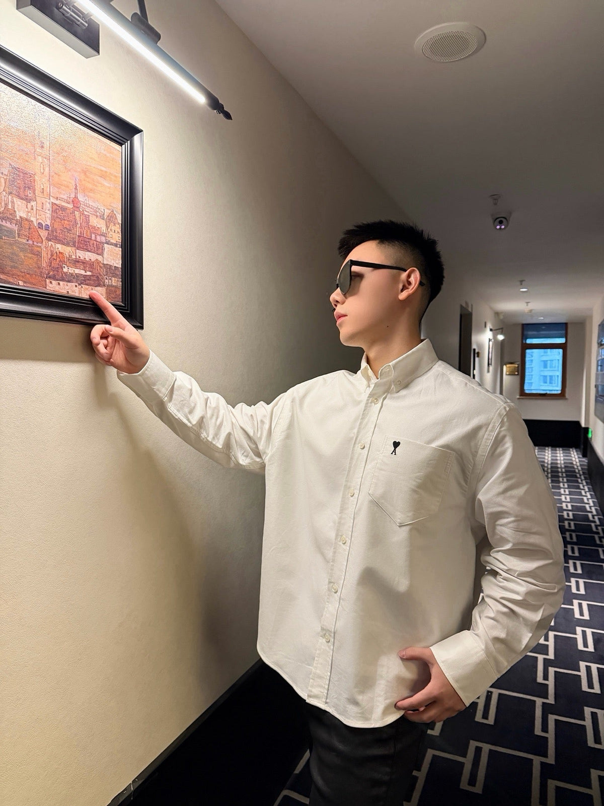 Beige Cotton Plain Long-Sleeve - Men's