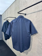 Blue Cotton Plain Short-Sleeve - Men's