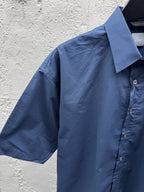 Blue Cotton Plain Short-Sleeve - Men's