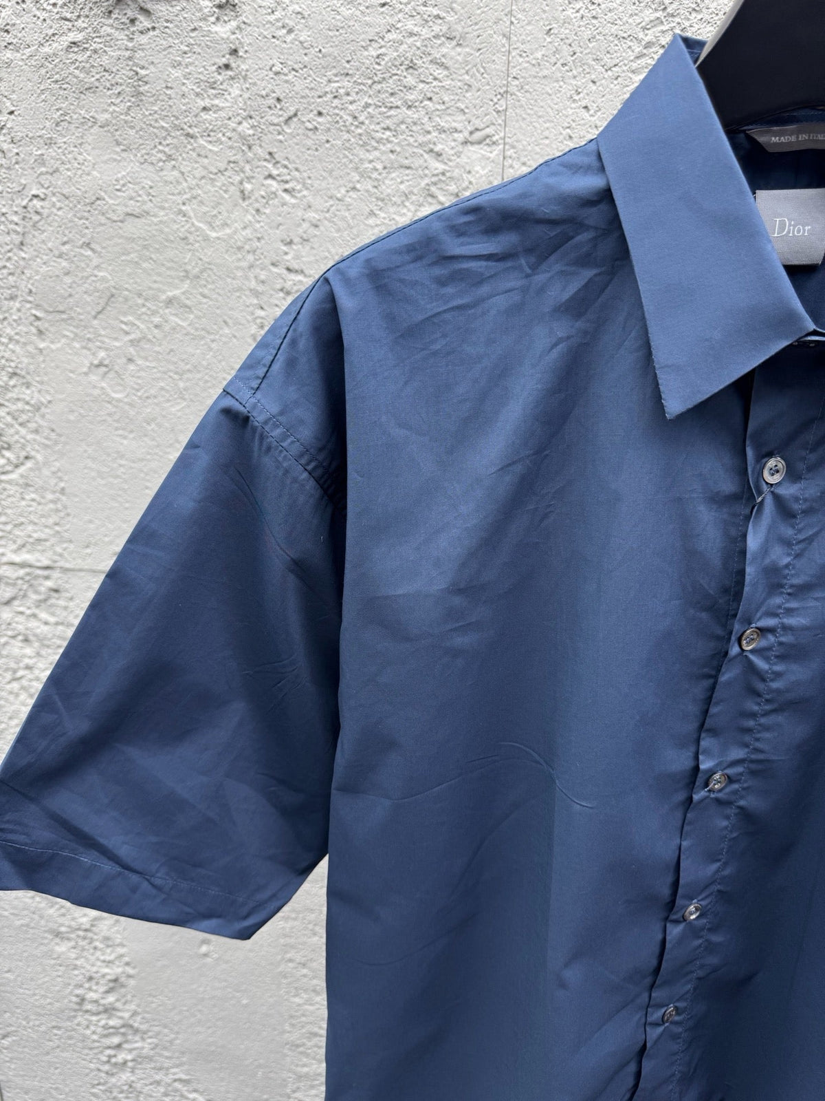 Blue Cotton Plain Short-Sleeve - Men's