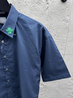 Blue Cotton Plain Short-Sleeve - Men's