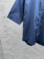 Blue Cotton Plain Short-Sleeve - Men's