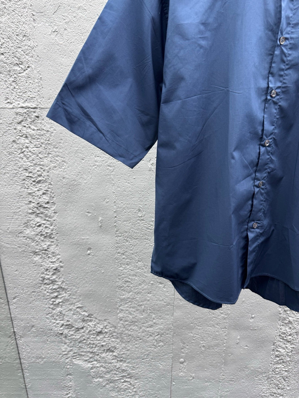Blue Cotton Plain Short-Sleeve - Men's