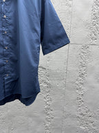 Blue Cotton Plain Short-Sleeve - Men's