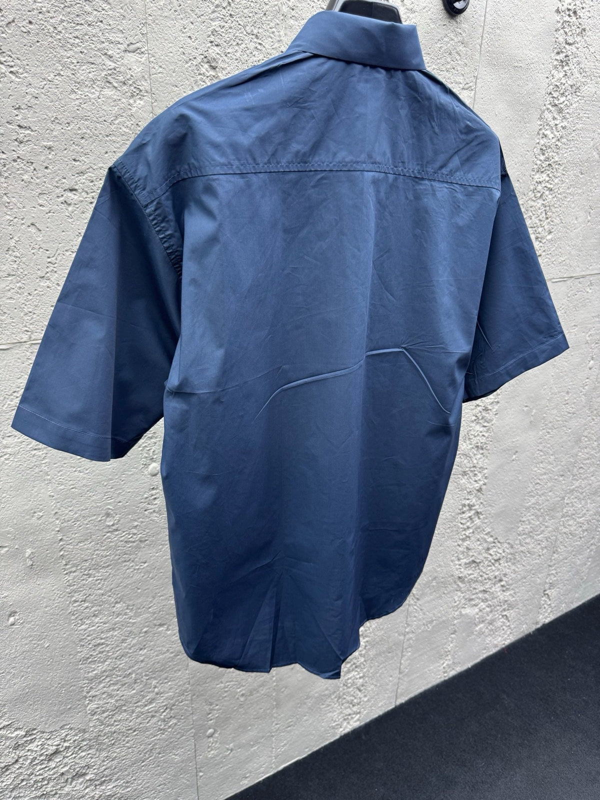 Blue Cotton Plain Short-Sleeve - Men's