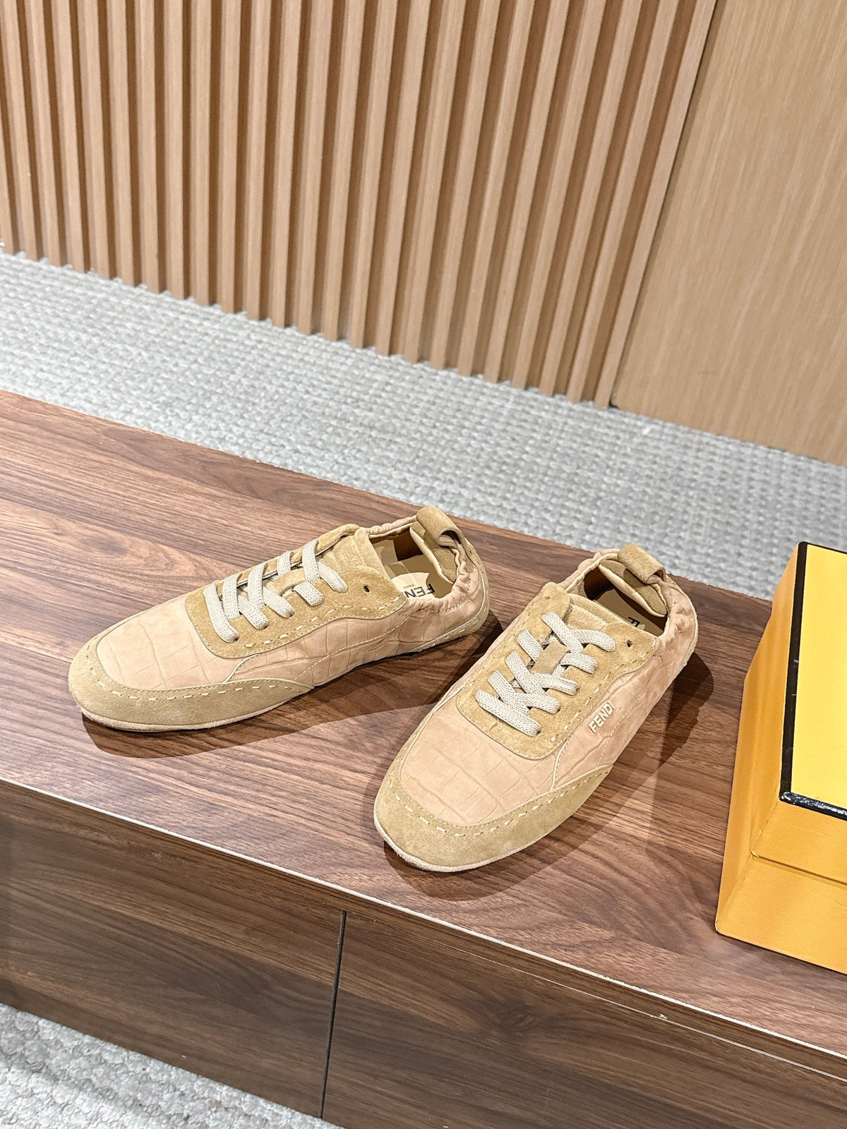 Grey Suede Logo Band Low-Top - Men's