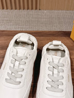 Cream Leather Plain Low-Top - Men's