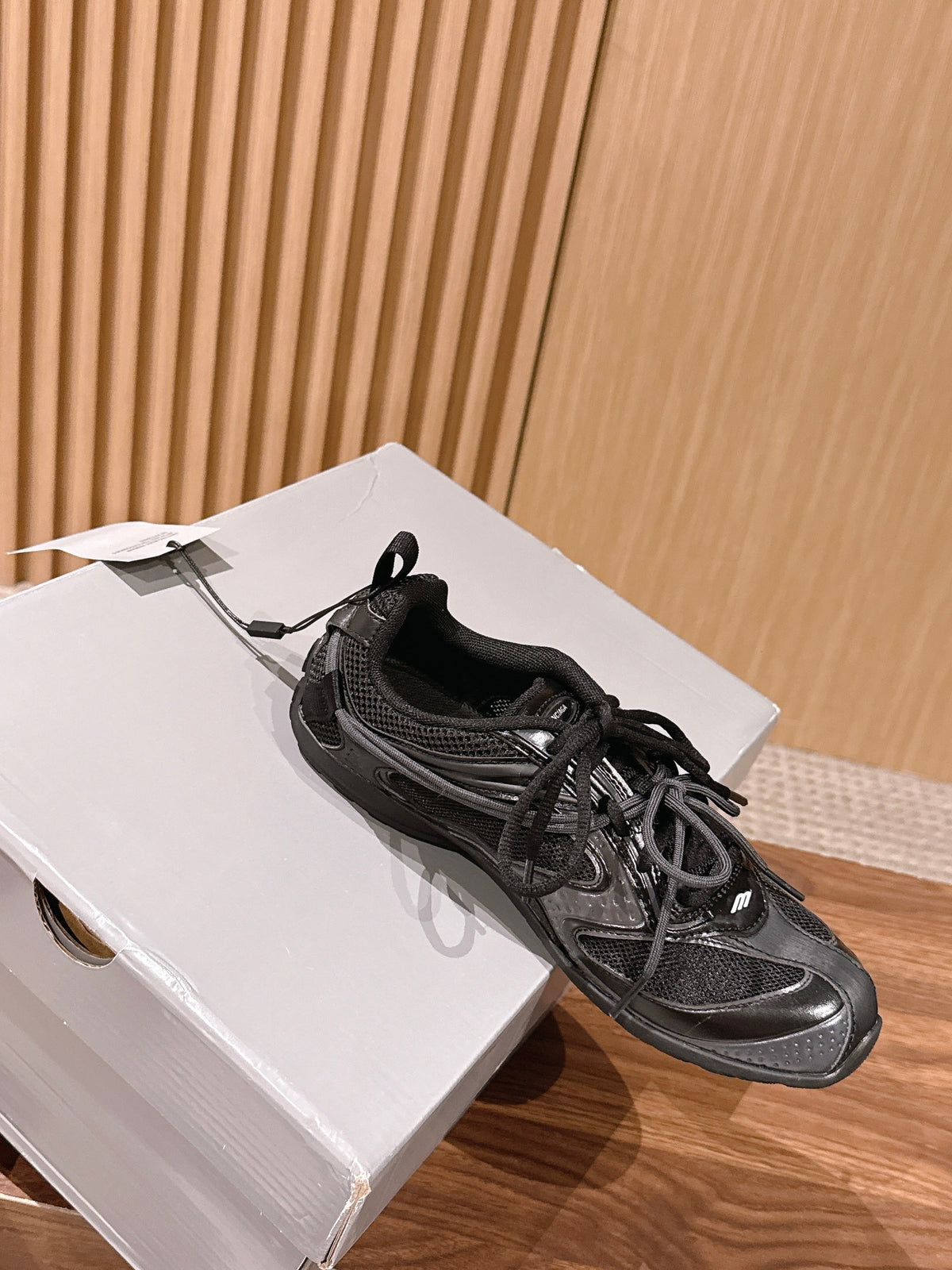 Panelled Runner Black and White Sneakers