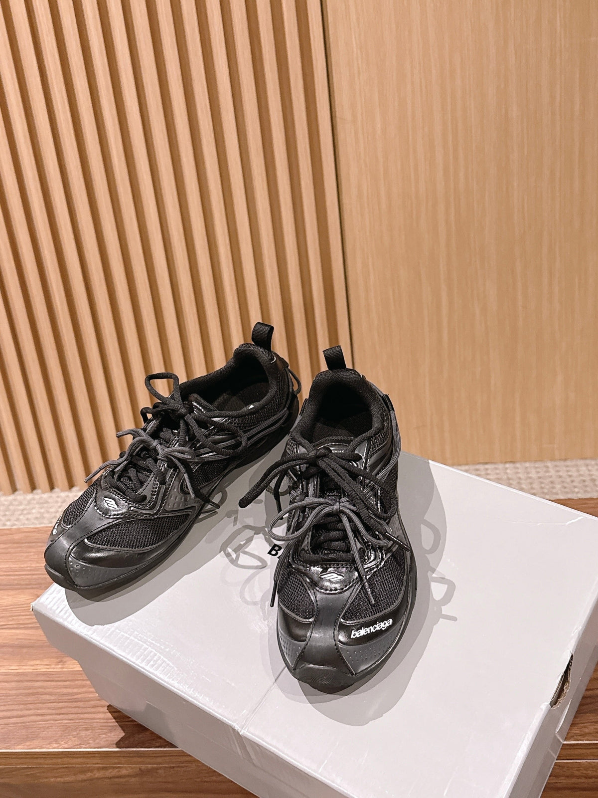 Panelled Runner Black and White Sneakers