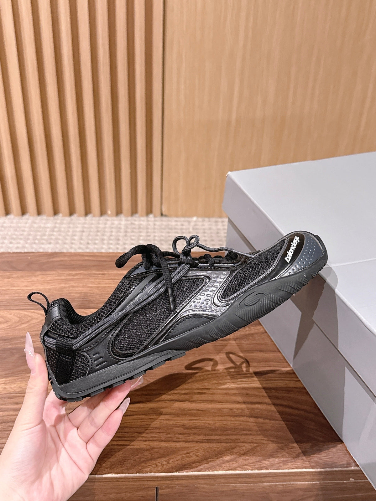 Panelled Runner Black and White Sneakers