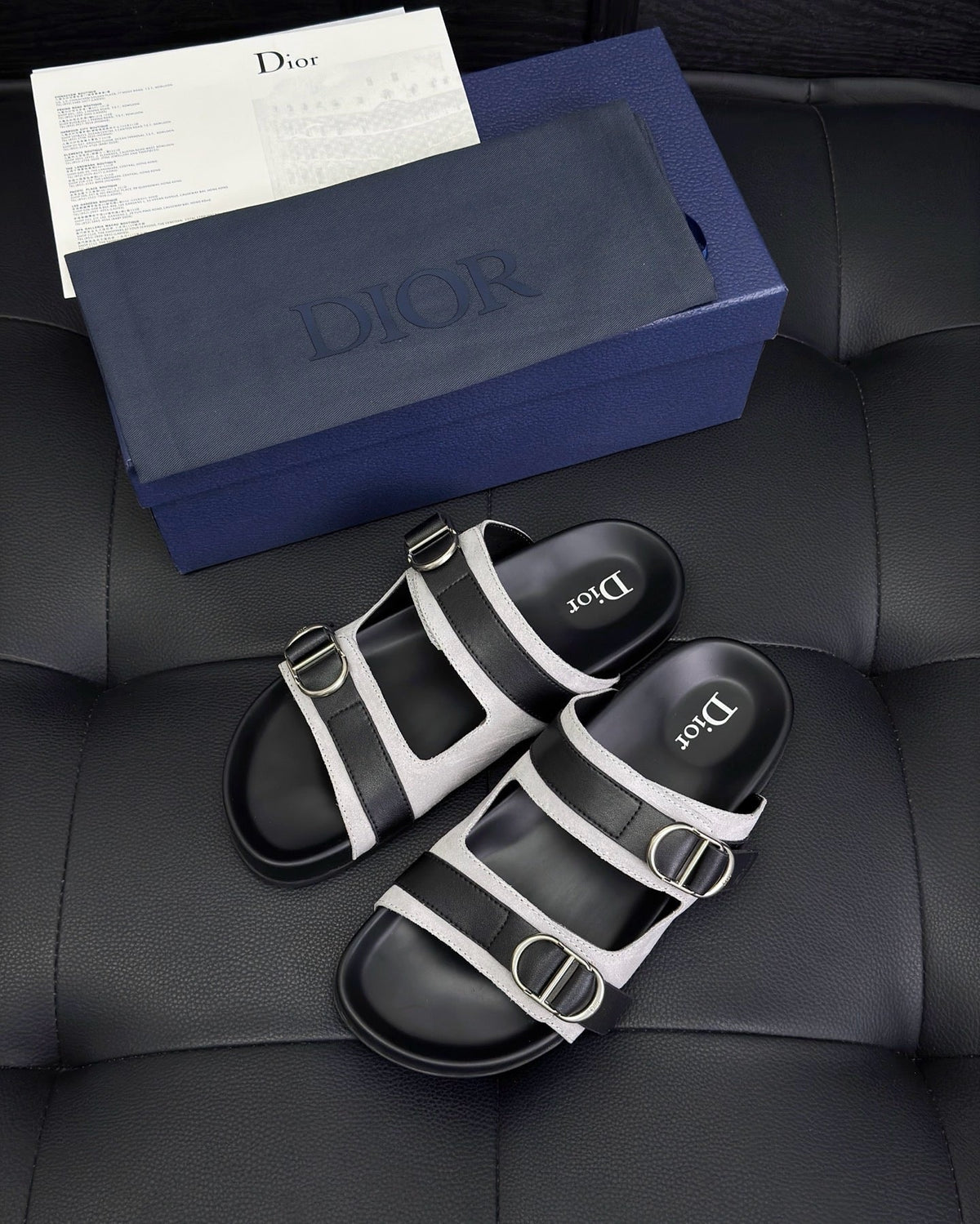 Black Leather Contrast Strap Multi Strap - Men's