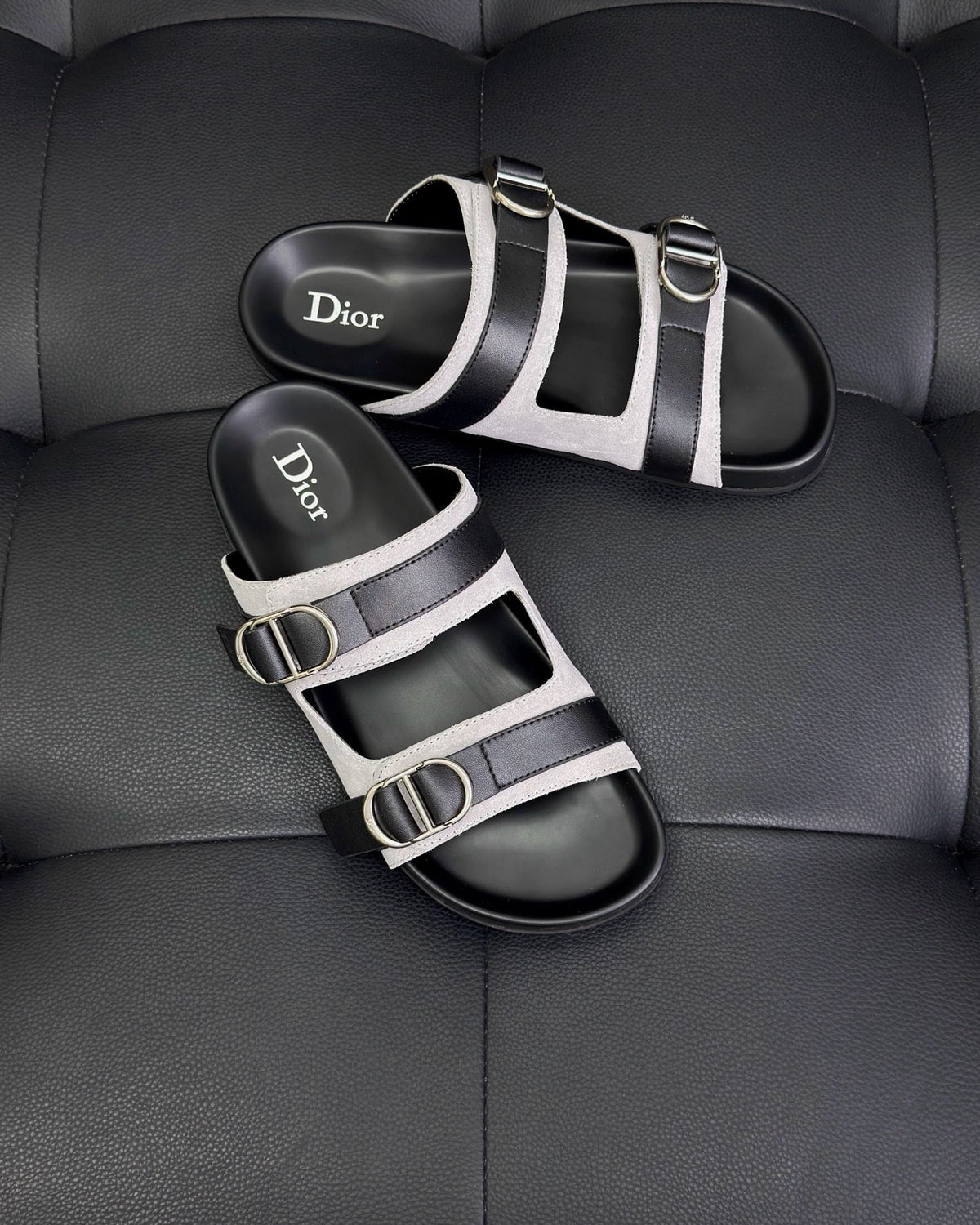 Black Leather Contrast Strap Multi Strap - Men's