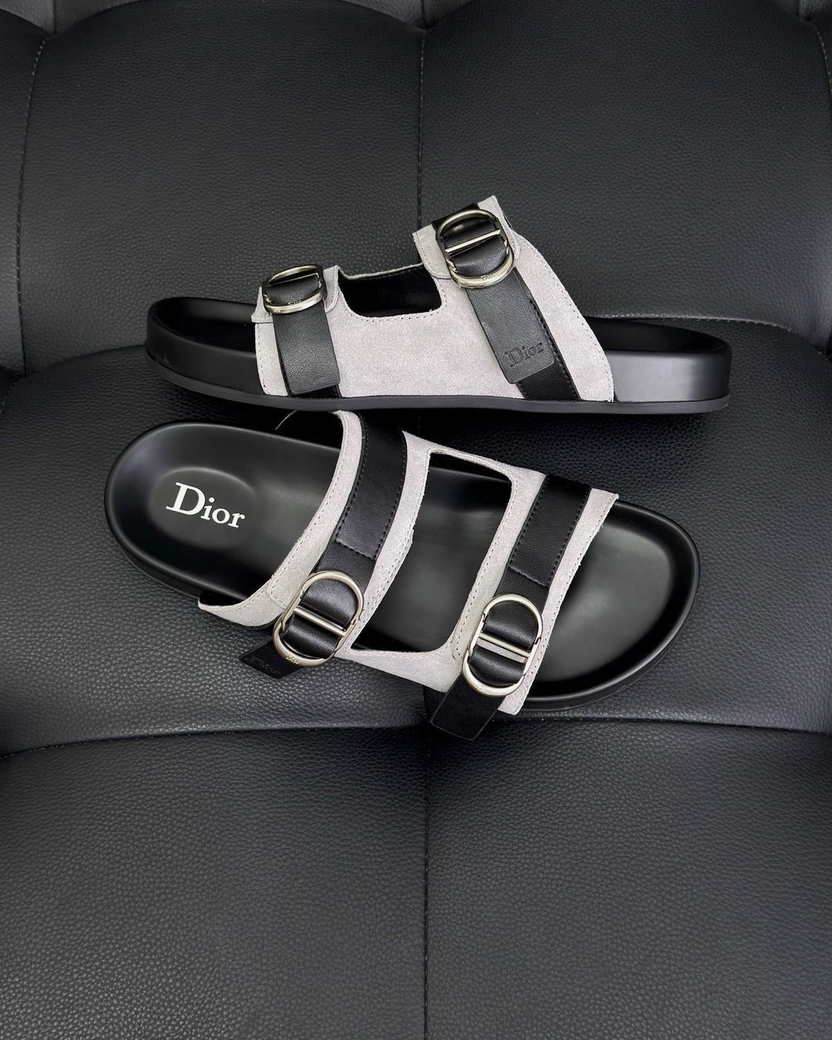 Black Leather Contrast Strap Multi Strap - Men's
