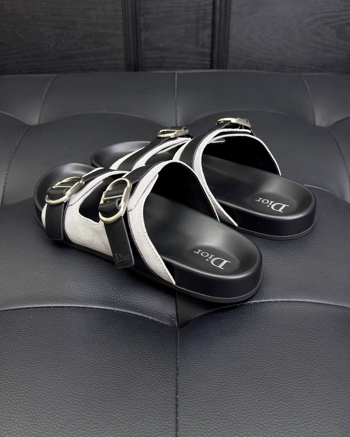 Black Leather Contrast Strap Multi Strap - Men's