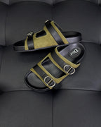 Black Leather Contrast Strap Multi Strap - Men's