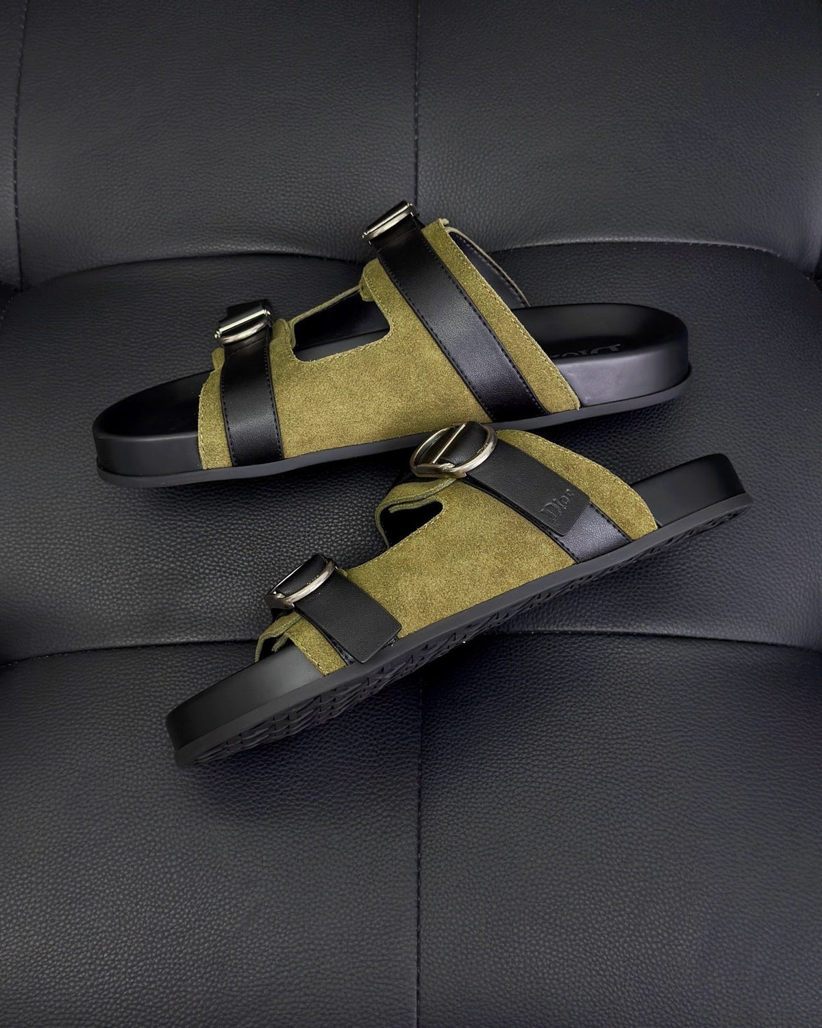 Black Leather Contrast Strap Multi Strap - Men's