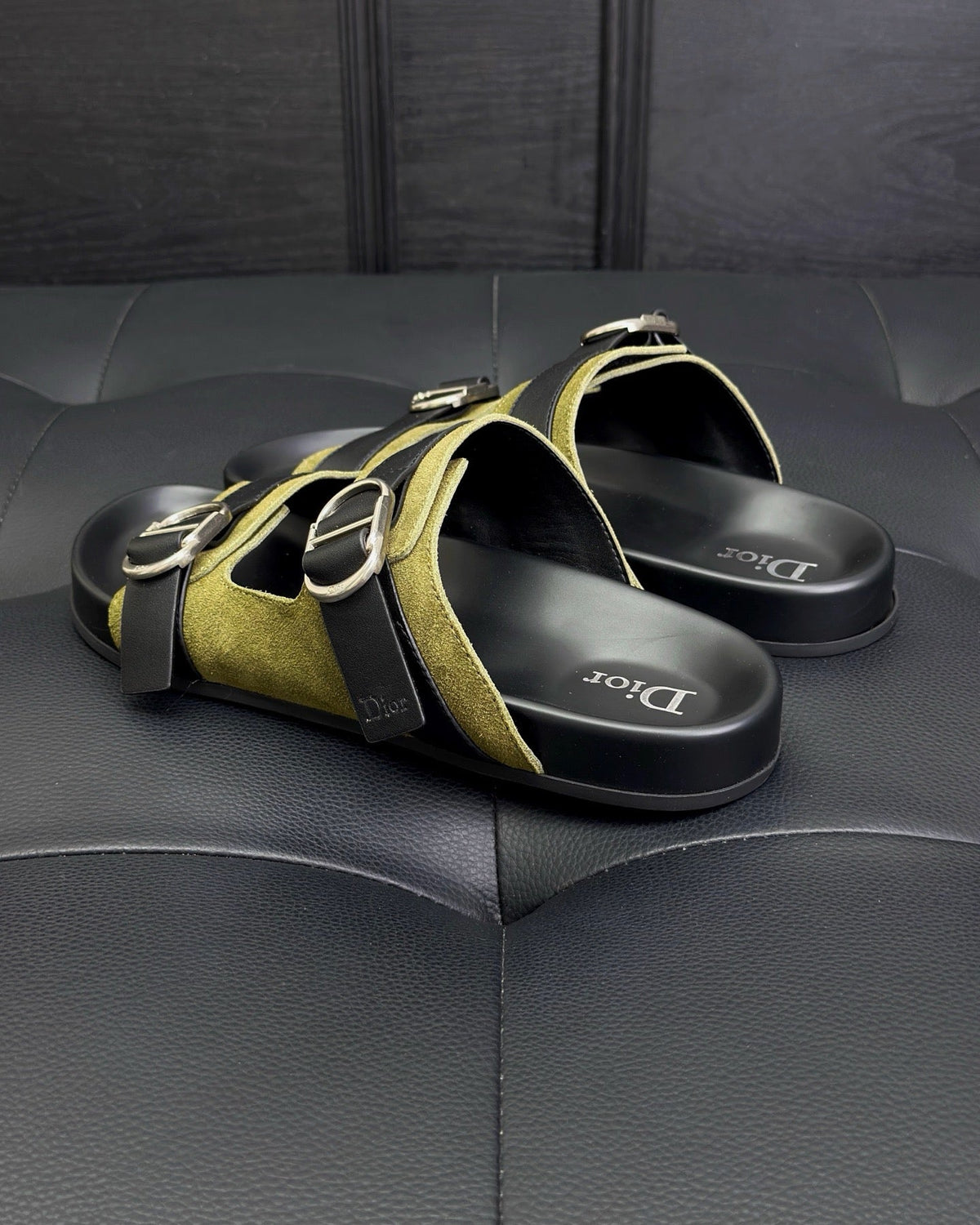 Black Leather Contrast Strap Multi Strap - Men's
