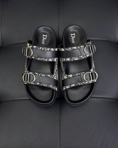 Black Leather Gold Hardware Multi Strap - Men's