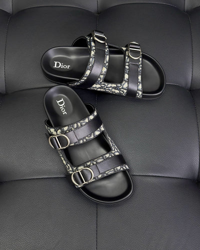 Black Leather Gold Hardware Multi Strap - Men's