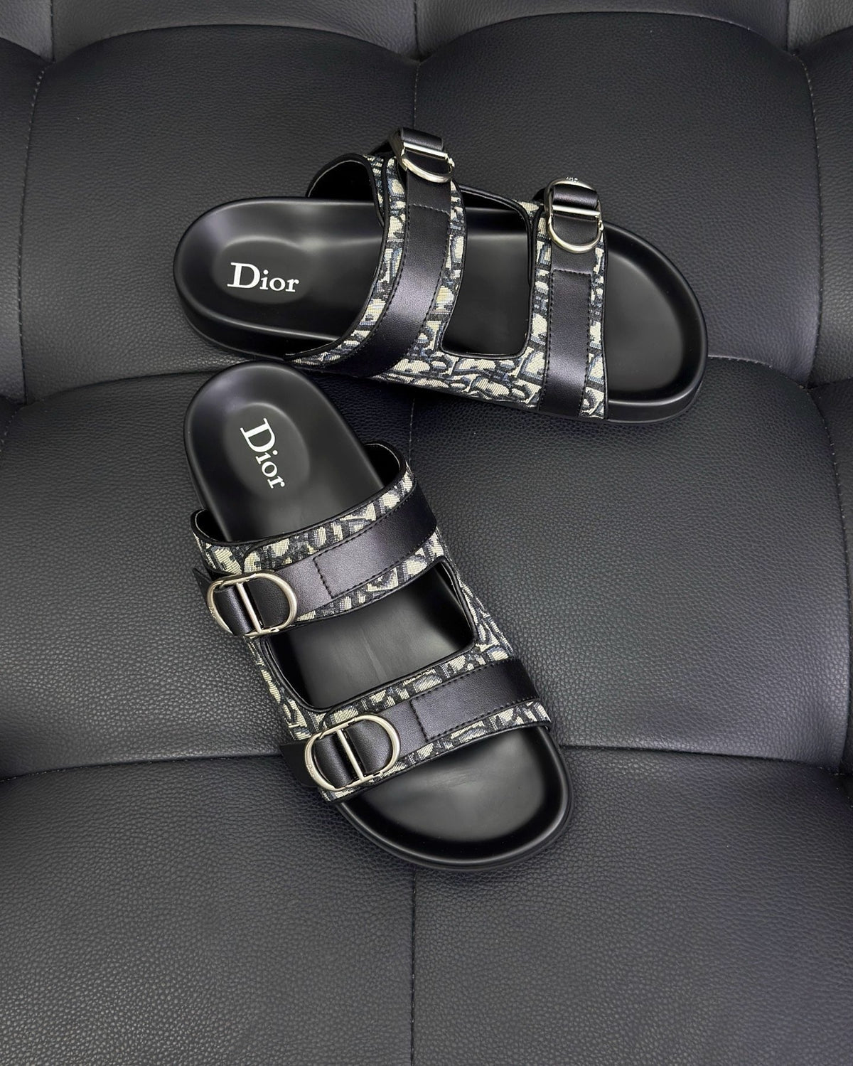 Black Leather Gold Hardware Multi Strap - Men's