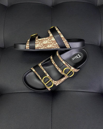 Black Leather Gold Hardware Multi Strap - Men's