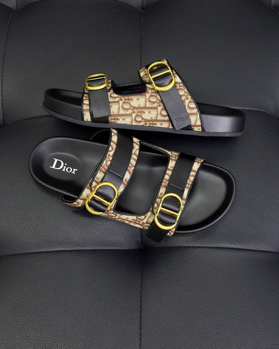 Black Leather Gold Hardware Multi Strap - Men's