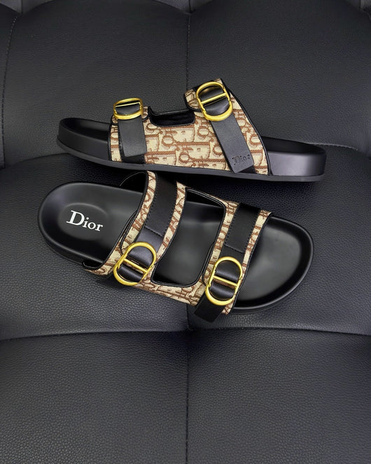Black Leather Gold Hardware Multi Strap - Men's