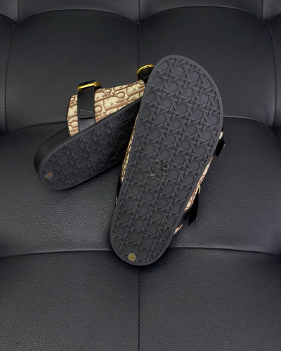Black Leather Gold Hardware Multi Strap - Men's