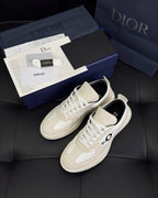Leather Low-Top Cream Sneakers - Men's