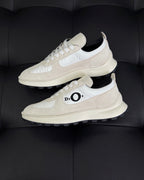 Leather Low-Top Cream Sneakers - Men's
