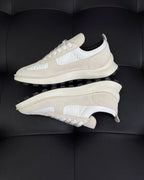 Leather Low-Top Cream Sneakers - Men's