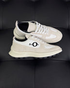 Leather Low-Top Cream Sneakers - Men's