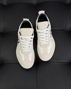 Leather Low-Top Cream Sneakers - Men's
