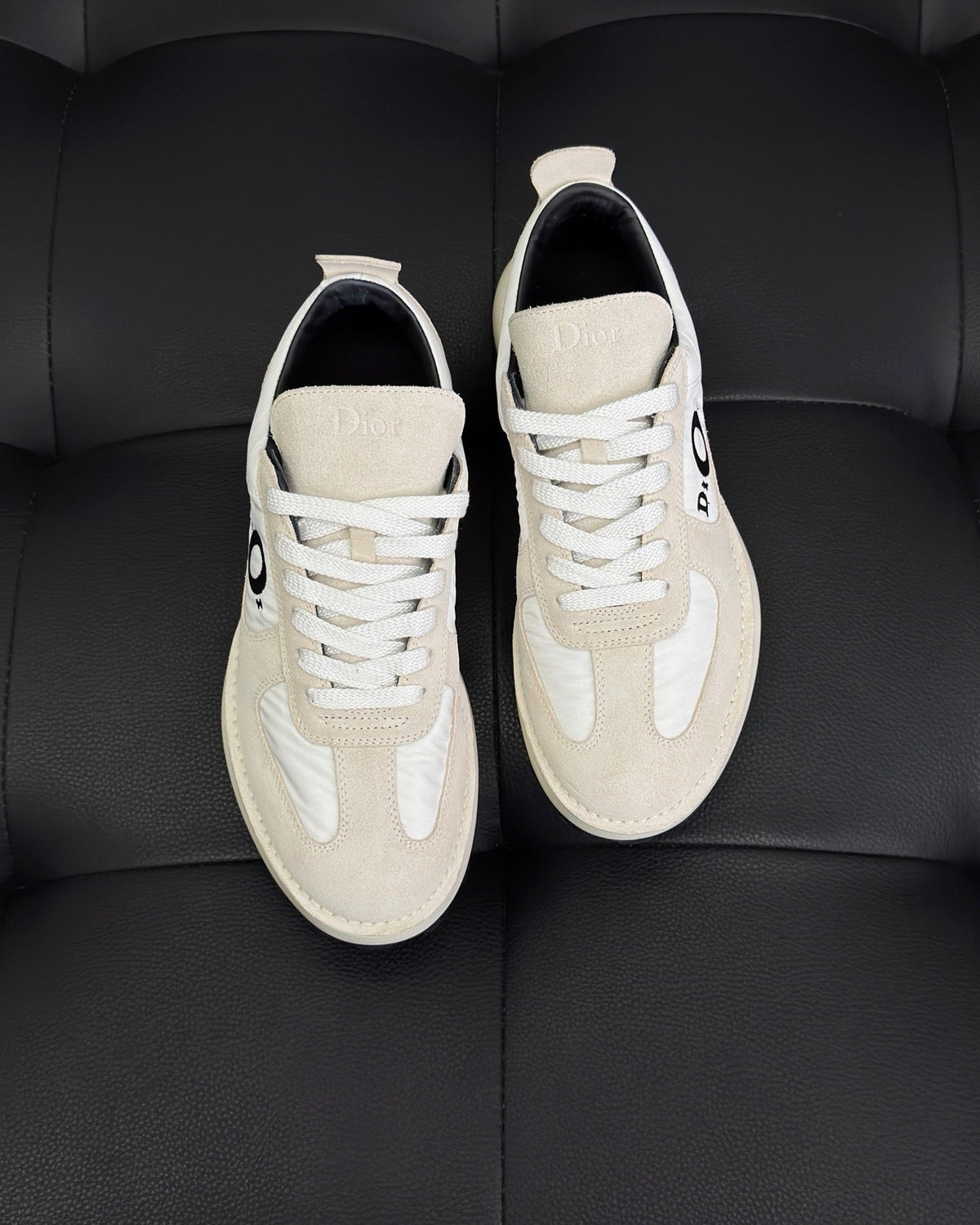 Leather Low-Top Cream Sneakers - Men's