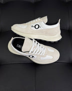 Leather Low-Top Cream Sneakers - Men's