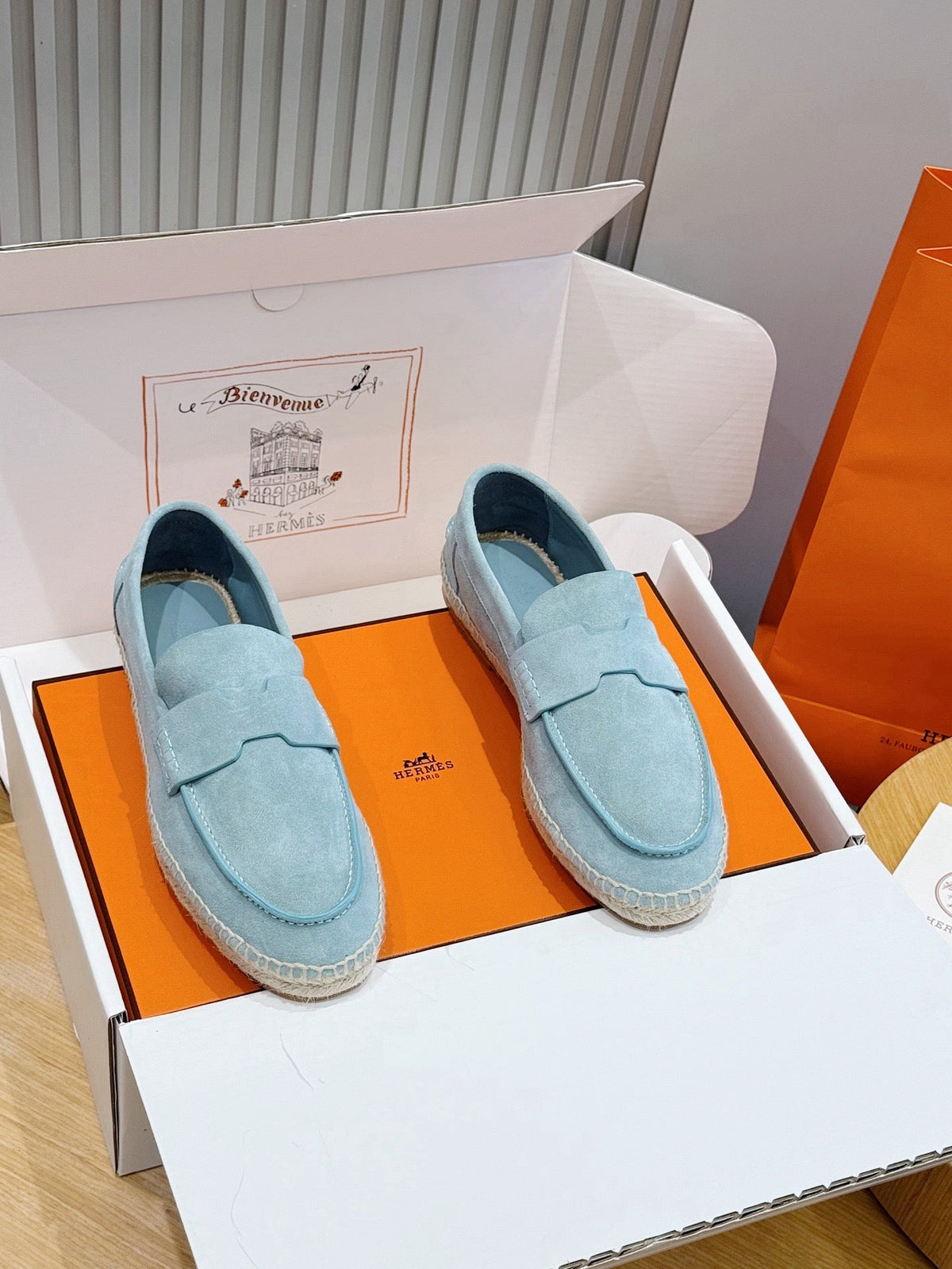 Blue Suede Rope Sole Loafer - Men's