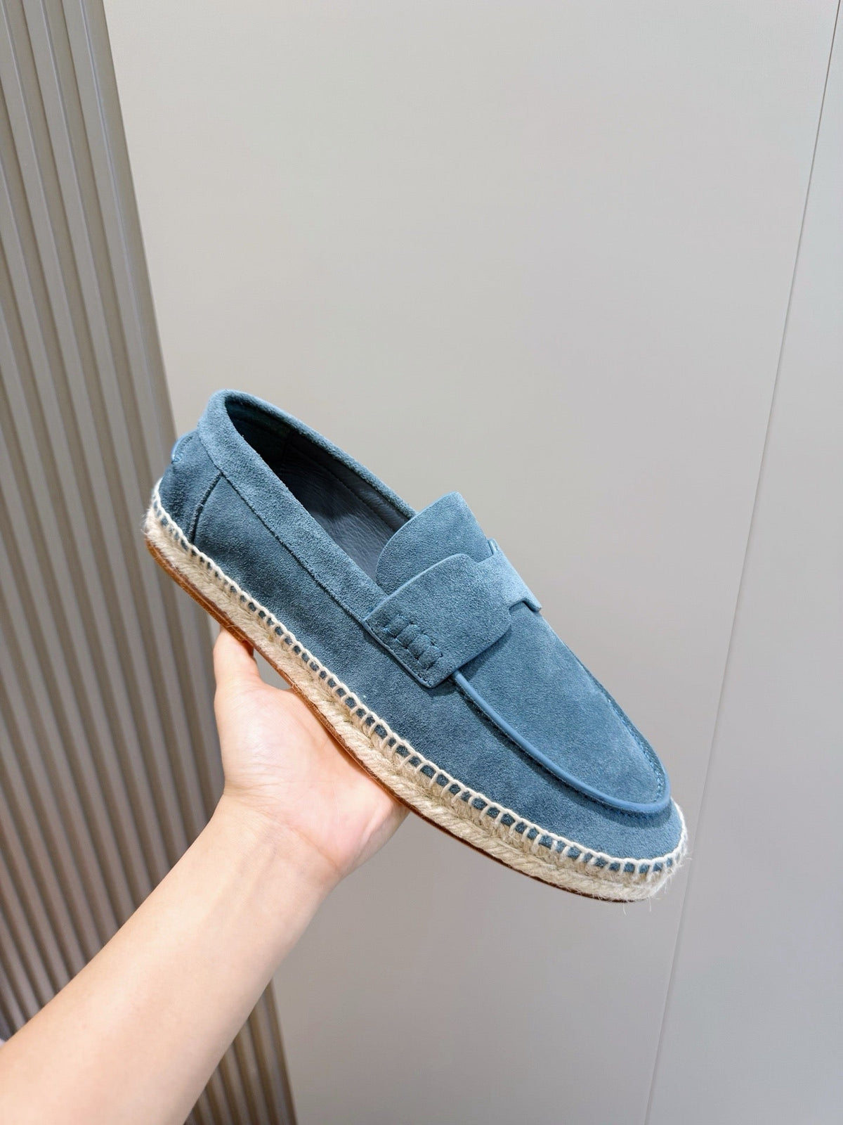 Blue Suede Espadrille Sole Loafer - Men's