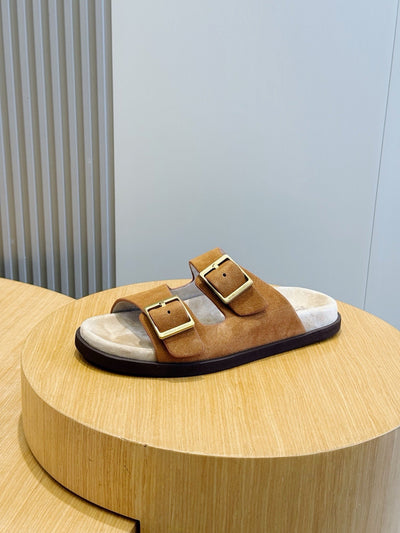 Brown Suede Buckle Double Strap - Men's