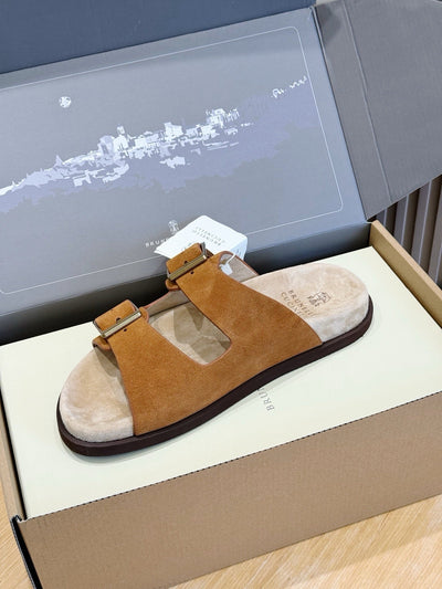 Brown Suede Buckle Double Strap - Men's