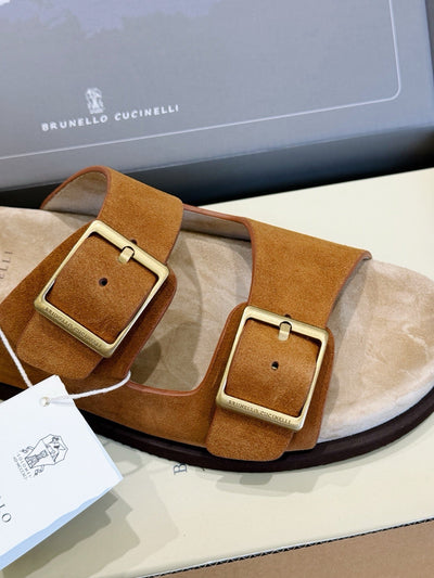 Brown Suede Buckle Double Strap - Men's