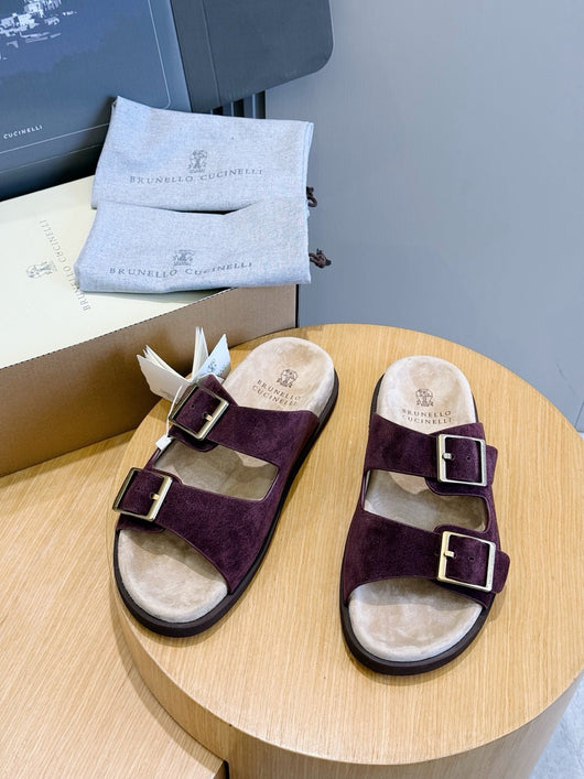 Brown Suede Buckle Double Strap - Men's