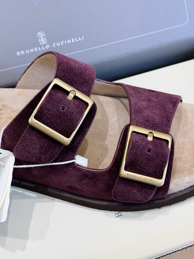 Brown Suede Buckle Double Strap - Men's
