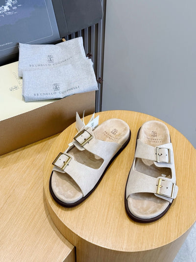 Brown Suede Buckle Double Strap - Men's