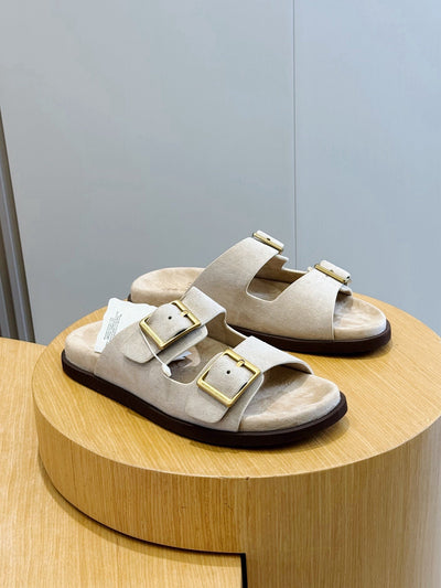 Brown Suede Buckle Double Strap - Men's