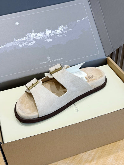 Brown Suede Buckle Double Strap - Men's